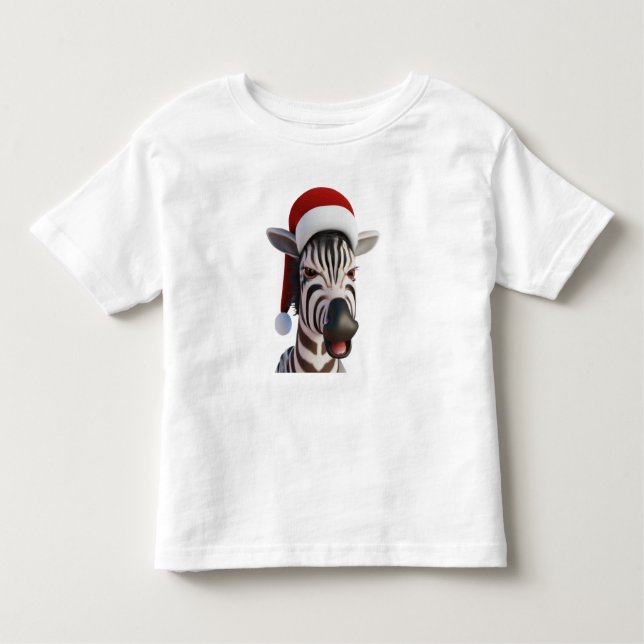 Camiseta Infantil Zebra Furiosa Animal Vestindo Santa Hat (Frente)