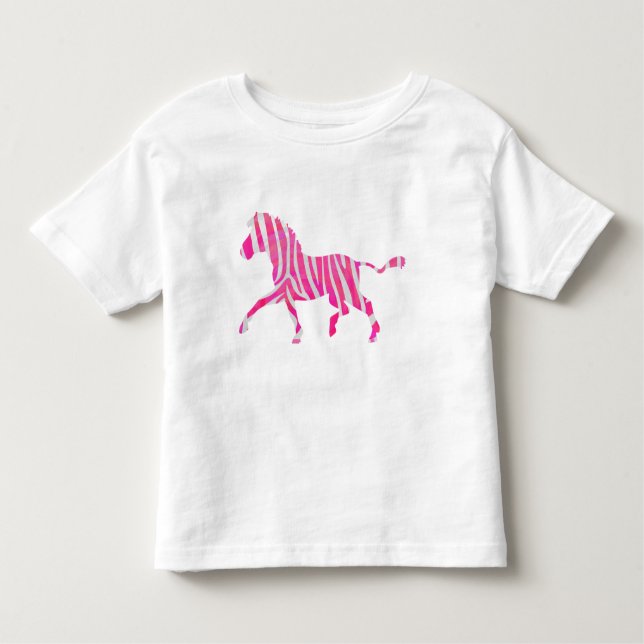 Camiseta Infantil Zebra Rosa Quente e Silhueta Branca (Frente)