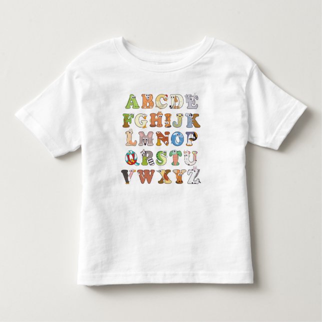 Camiseta Infantil Zoo Animal Alphabet Letters ABCs Learning (Frente)
