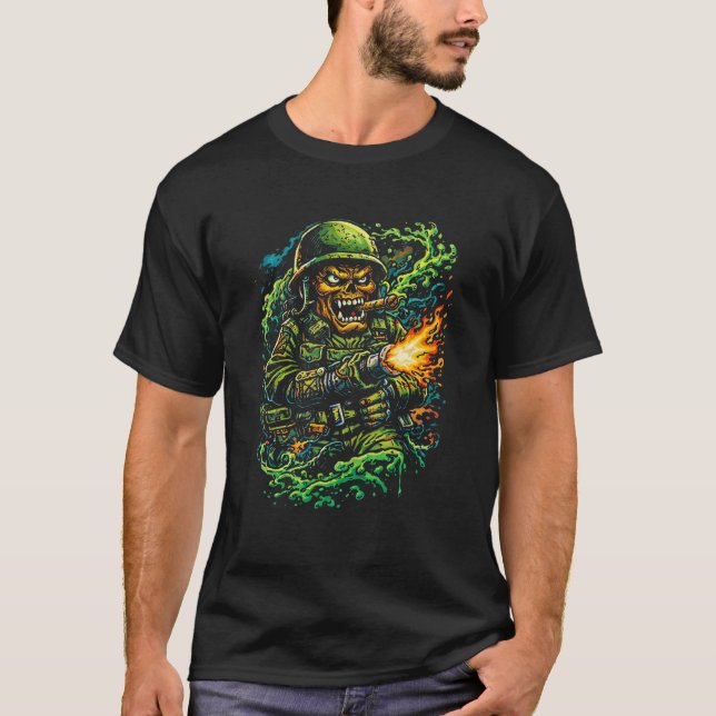 Camiseta Infantry Rampage – Street Art Military Illustratio (Frente)