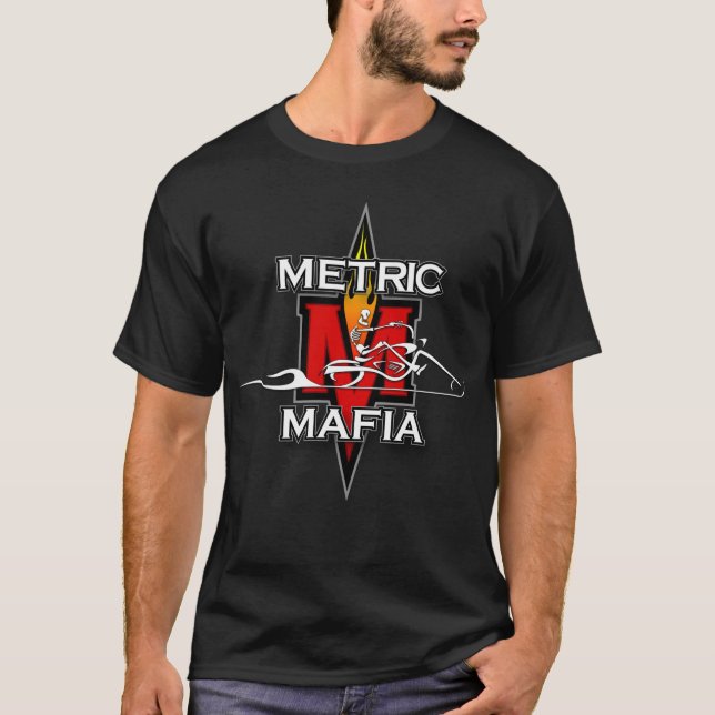 Camiseta Inferno-O-Rodas métricas da motocicleta da máfia (Frente)