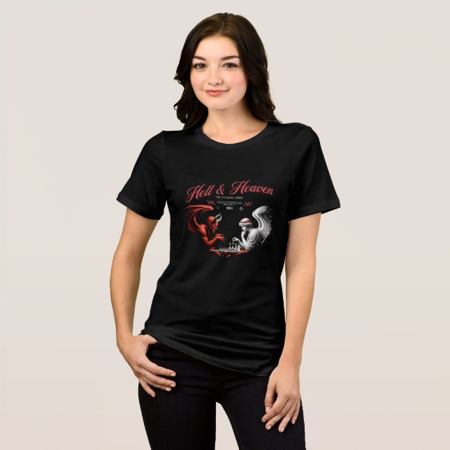 Camiseta "Inferno & Paraíso" Dualidade Feminina (Frente Completa)