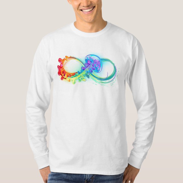 Camiseta Infinidade com água-vivas do Arco-Íris (Frente)