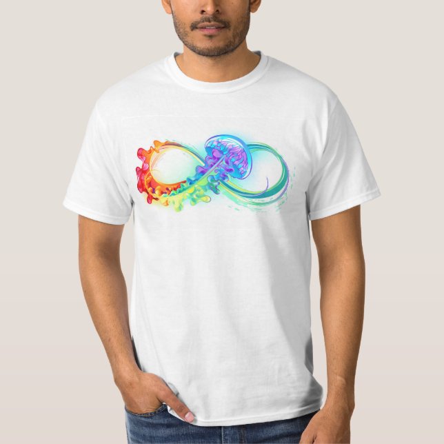 Camiseta Infinidade com água-vivas do Arco-Íris (Frente)