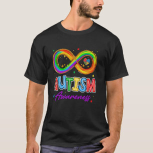 Camiseta Infinito Amor Arco-íris Autismo Consciência da Neu