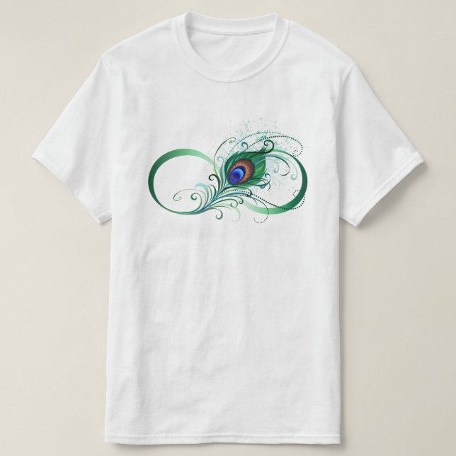 Camiseta Infinity Symbol with Peacock Feather (Frente do Design)
