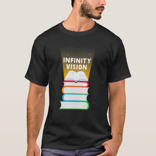 Camiseta Infinity Vision Library Lendo para o Dia do Livro (Frente)