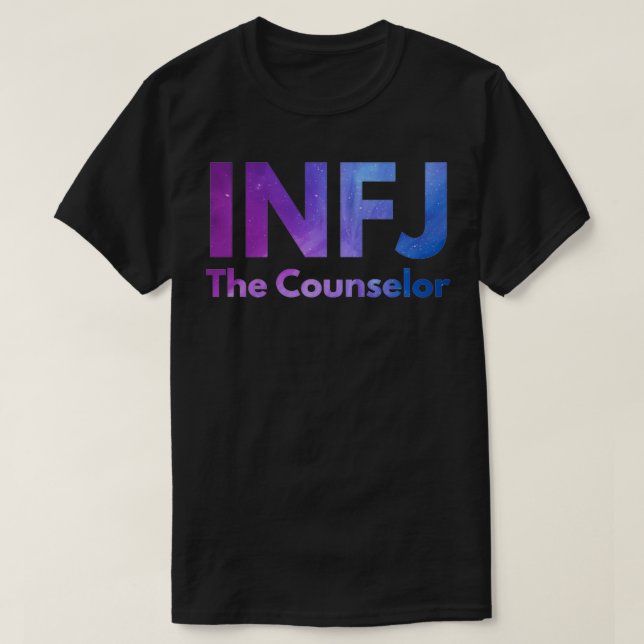 Camiseta INFJ O Conselheiro Galaxy Indigo Black MBTI Merch (Frente do Design)
