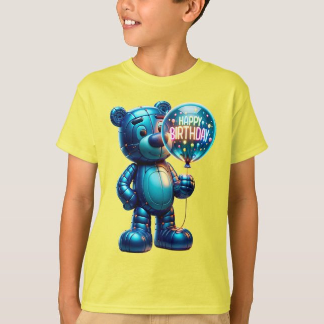 Camiseta  Inflatable Bear with a Balloon, Happy Birthday, b (Frente)