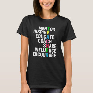 Camiseta influenciar compartilhar educar encorajar mentor i