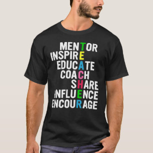 Camiseta influenciar compartilhar educar encorajar mentor i