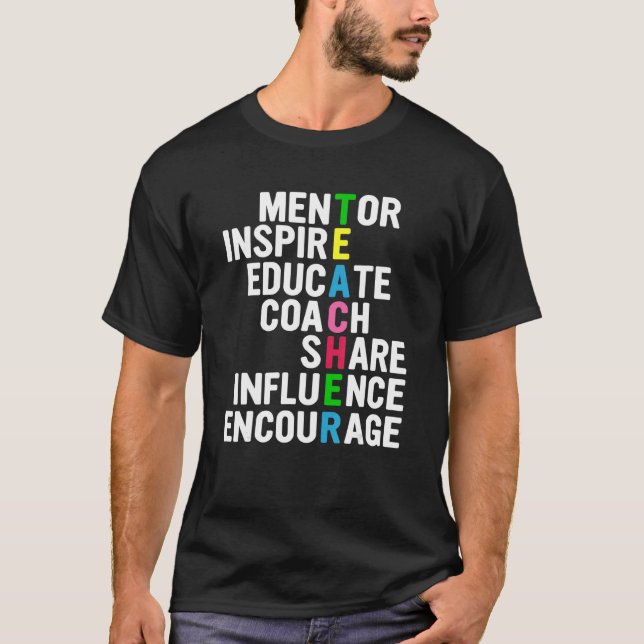 Camiseta influenciar compartilhar educar encorajar mentor i (Frente)