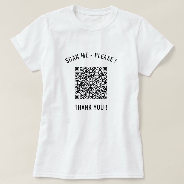 Camiseta Informações de verificação do código QR Personaliz (Frente do Design)