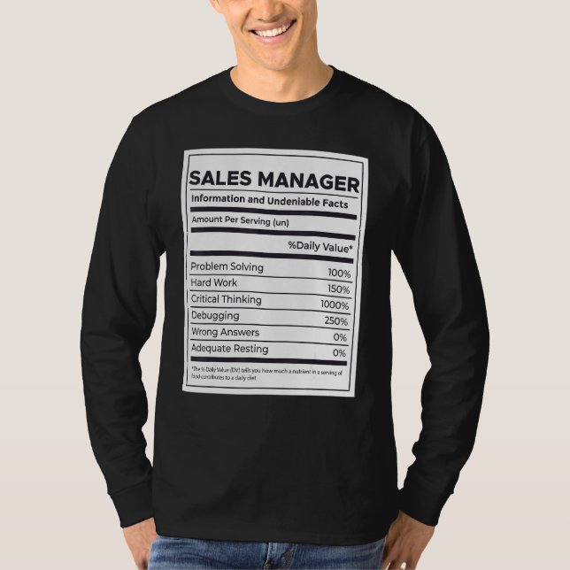 Camiseta Informações Nutricionais do Sales Manager (Frente)
