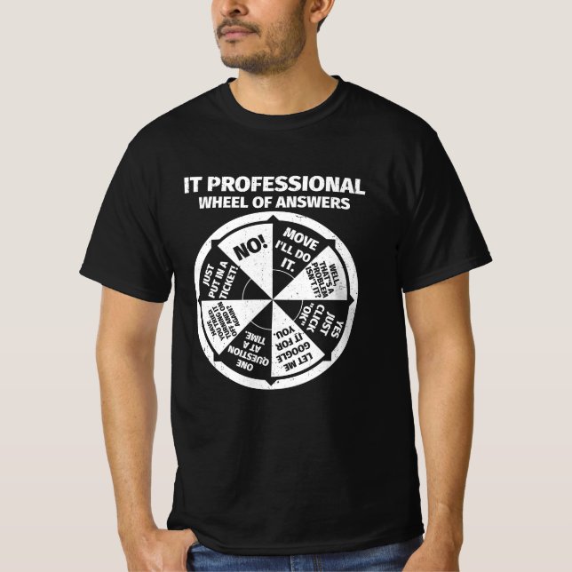 Camiseta Informações sobre a roda de Geek profissional de T (Frente)