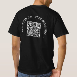 Camiseta Informações sobre o código QR Texto personalizado