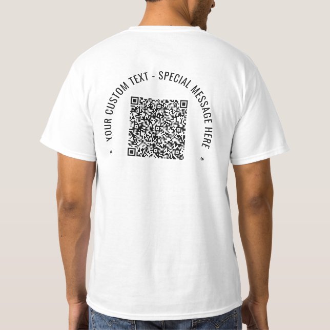 Camiseta Informações sobre o código QR Texto personalizado  (Verso)