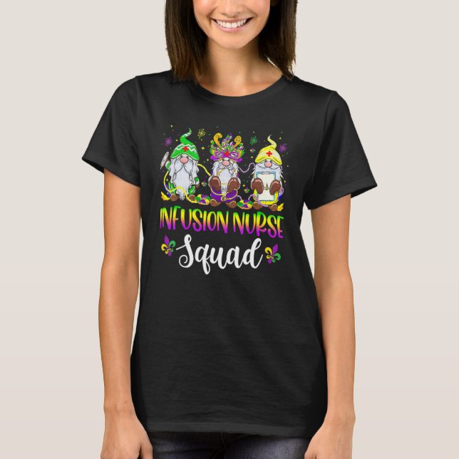 Camiseta Infusion Nurse Squad Gnomes Crew Mardi Gras Festiv (Frente)
