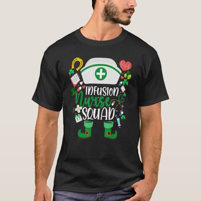 Camiseta Infusion Nurse Squad Nursing Leprechaun St Patrick (Frente)