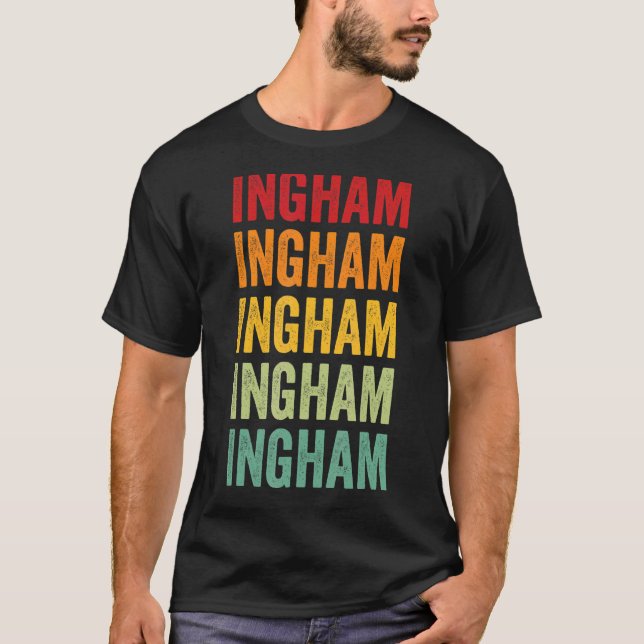 Camiseta Ingham County Michigan Rainbow Text Design (Frente)
