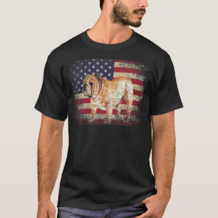 Camiseta Inglês Buldog 4 de julho American Flag Usa Do