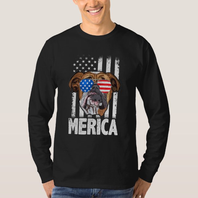 Camiseta Inglês Buldog 4 de julho Merica Men Women Usa F (Frente)