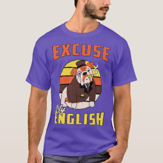 Camiseta Inglês Buldog Desculpe Meu Inglês Vintage Engraçad