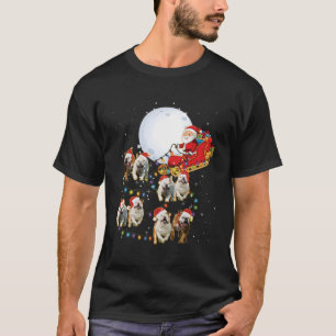 Camiseta Inglês Buldog Papais noeis Dormem Engraçados Cacho