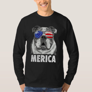 Camiseta Inglês Buldogue 4 de julho Merica Men Usa Flag