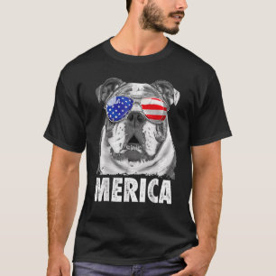 Camiseta Inglês Buldogue 4 de julho Merica Men Usa Flag
