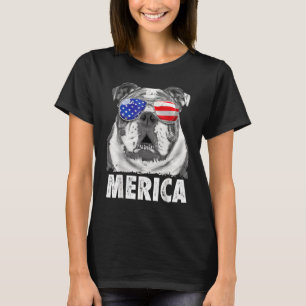 Camiseta Inglês Buldogue 4 de julho Merica Usa Flag