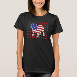Camiseta Inglês Buldogue American Flag 4 De Julho Para Home