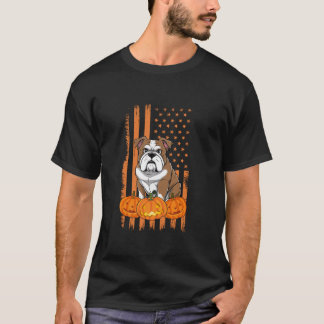 Camiseta Inglês Buldogue Americano Flag Patriotic Halloween