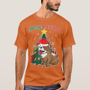 Camiseta Inglês Buldogue Árvore de Natal Flakes Xmas Pr