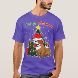 Camiseta Inglês Buldogue Árvore de Natal Flakes Xmas Pr