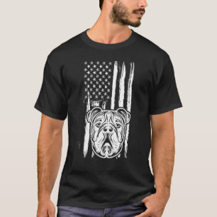 Camiseta Inglês Buldogue Cachorro Cachorro Americano Bandei