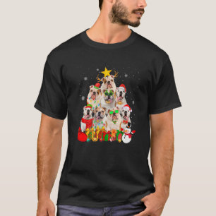 Camiseta Inglês Buldogue Cão Cachorro Árvore De Natal Lu