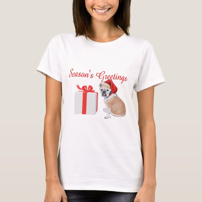Camiseta Inglês Buldogue Christmas (Frente)