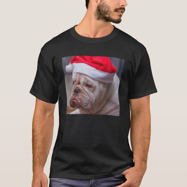Camiseta Inglês Buldogue Christmas Light Ugly Swe (Frente)