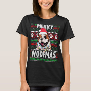 Camiseta Inglês Buldogue Christmas Lights Dog Xmas Pajama