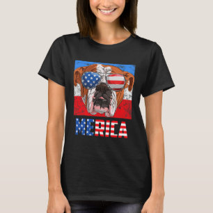 Camiseta Inglês Buldogue Dog 4 De Julho Bandeira Americana