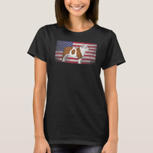 Camiseta Inglês Buldogue Dog 4 De Julho Bandeira Americana