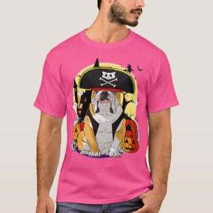 Camiseta Inglês Buldogue Happy Halloween Pirate Costume