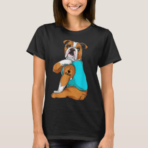 Camiseta Inglês Buldogue I Love Pai Tattoo Roupa, Pai De Ca