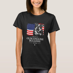 Camiseta Inglês Buldogue Mãe Americana Bandeira Patriótica
