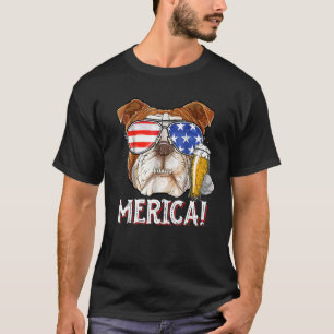 Camiseta Inglês Buldogue Merica 4 De Julho Boys Dog Puppy