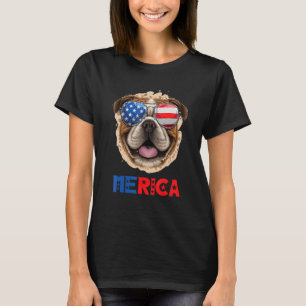 Camiseta Inglês Buldogue Merica Sunvidles Usa Flag Patrio