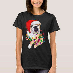 Camiseta Inglês Buldogue Natal Dogmas Santa Hat Xmas Do