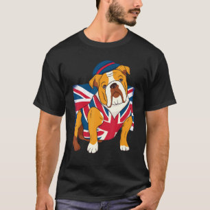 Camiseta Inglês Buldogue Queen Ii Mens Elizabeth British Fl