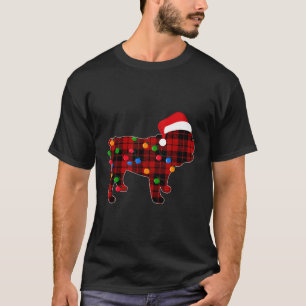 Camiseta Inglês Buldogue Red Xadrez Pajama Cachorro Natal L